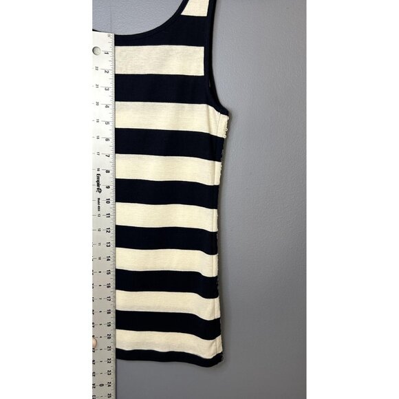Old Navy Sequin Tank Top Womens M Navy Blue Cream Striped Scoop Neck Layer Party - Picture 5 of 11